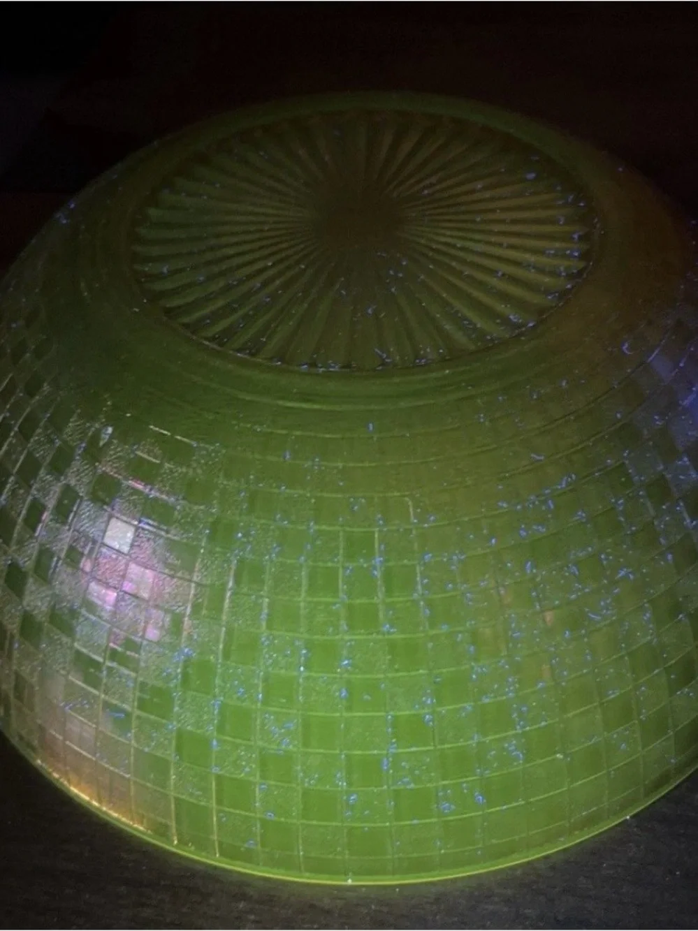 Hazel Atlas Amber Marigold Glass Berry Bowl Diamond Point Column Pattern UV